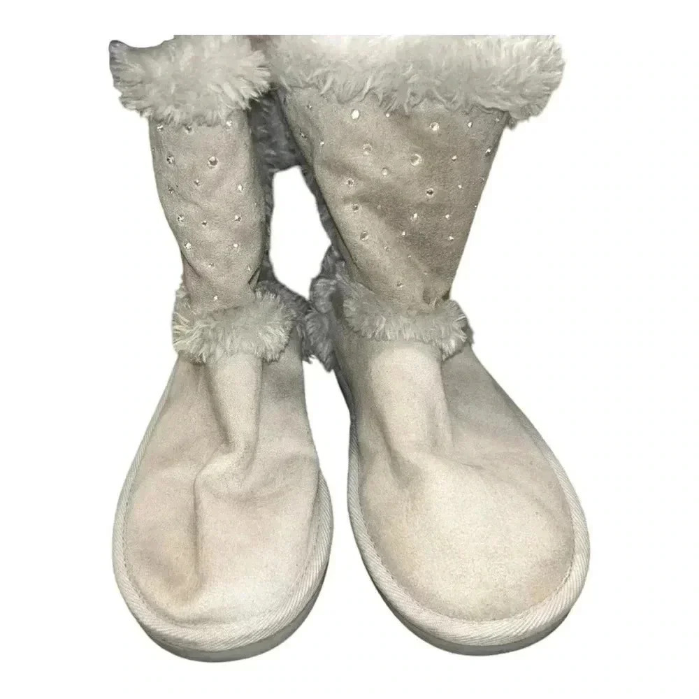 Justice Faux Fur Bling Boots Sz 8 - Picture 7 of 12